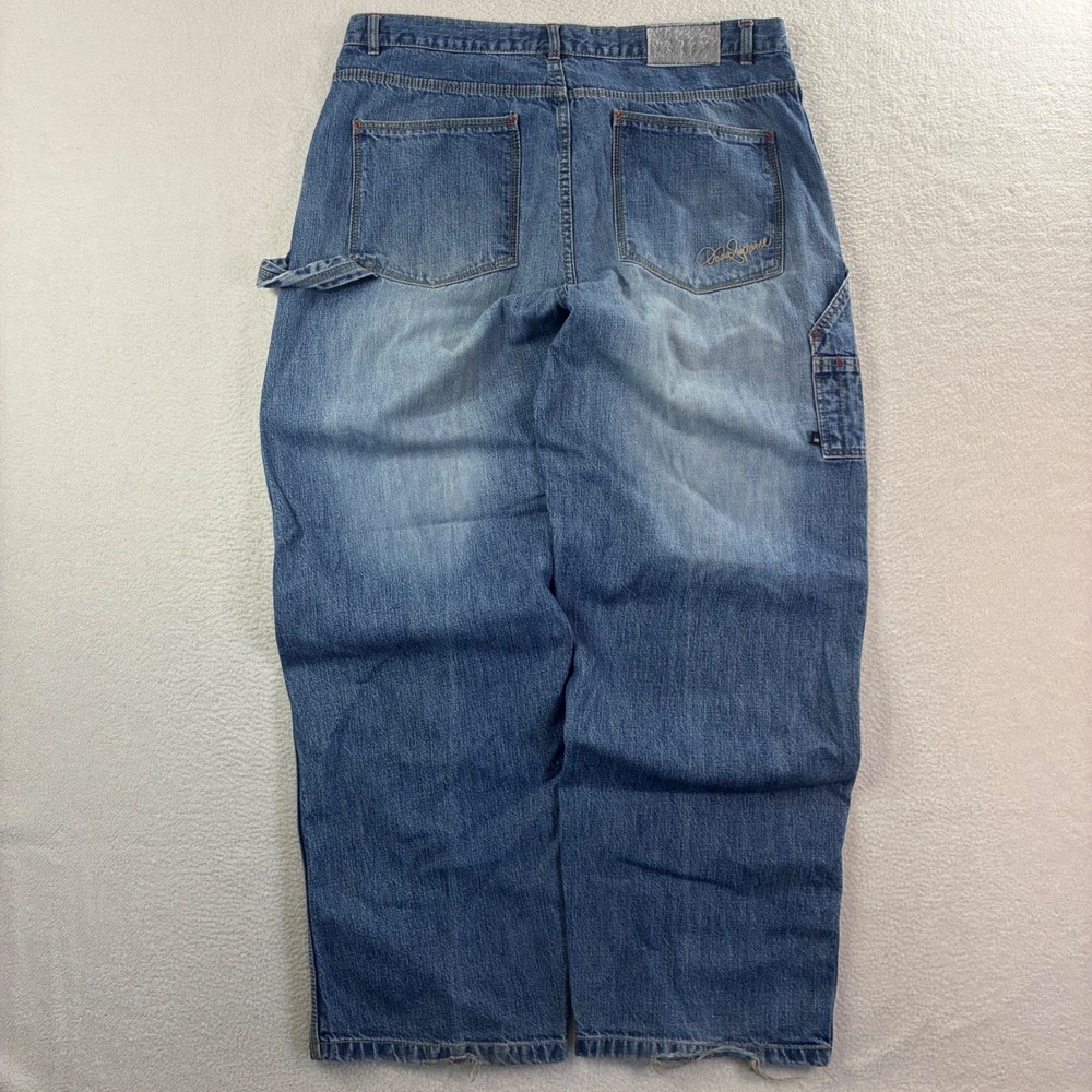 Y2K Dada Supreme Baggy Jeans Mens 38x32 Blue Faded Distressed Skater Carpenter